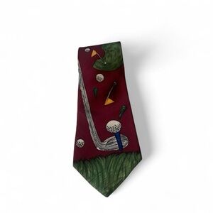 💕 Save the children golf course design burgundy red tie silk fun dad necktie